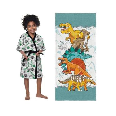 Imagem de Kit 01-roupão+01-toalha infantil menina(o) estampado-lepper, P - 04 A 