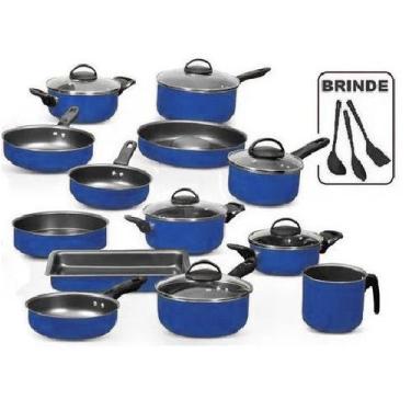 Imagem de Conjunto de panelas teflon azul 13 peças antiaderente - Marpal