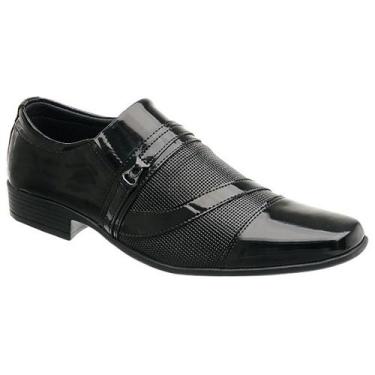Imagem de Sapato Mocassim Preto Brilhante Masculino Estiloso Social Macio e Conf