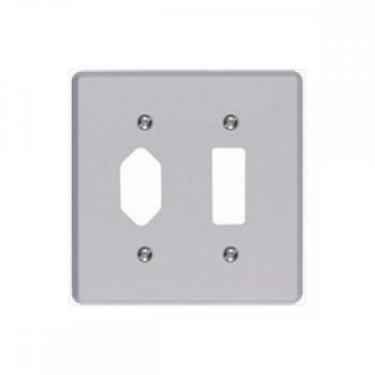 Imagem de Placa Conjunto Ilumi Cinza 4X4 - 1 Interruptor + 1 Tomada . / Kit C/ 1