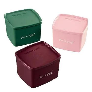 Imagem de Tupperware Jeitoso 800ml Kit Aqui Tem Sorriso, Abraço e Carinho 3 Peça