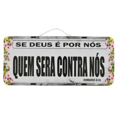 Imagem de Placa Carro Decorativa Enfeite Salmo Se Deu é Por Nós Mdf Madeira - At