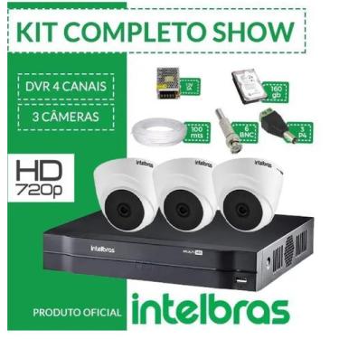 Imagem de Kit Intelbras Completo Alta Definição - 3 Câmeras Internas - HD
