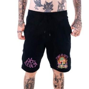 Imagem de Bermuda Moletinho Masculina‎ Take It Easy Mushrooms Abstract Street-Masculino