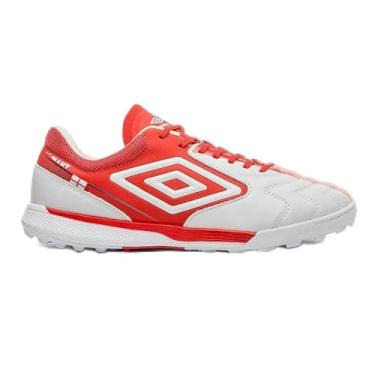 Imagem de Chuteira Umbro Adamant Master Class Pro Bump England Society Branca e Vermelha