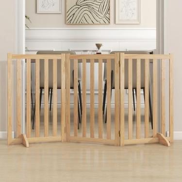 Imagem de Axeman Portão Para Animais De Estimação Independente De 30" De Altura, Cerca De Segurança Dobrável De Madeira Maciça, Portão Para Cães De Madeira Com 2 Pés De Apoio, Ideal Para Escadas, Portas, Corr