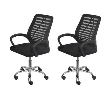 Imagem de Kit 2 Cadeiras Escritório Diretor Office Tela Mesh Viena 3324 Preto