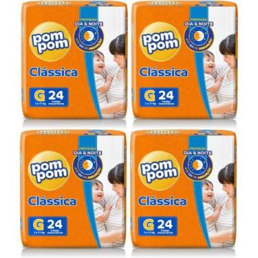 Imagem de KIT 4 Fraldas Pom Pom Clássica Jumbo Tamanho G C/ 24 unidades