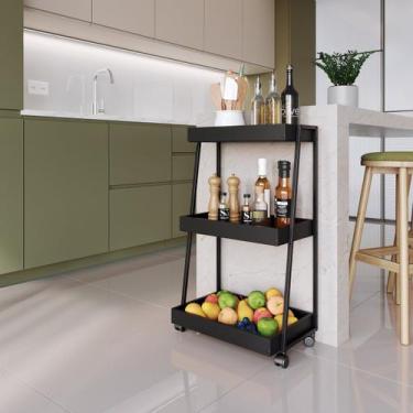 Imagem de Carrinho Multiuso Bar Fruteira Estrutura Metálica e Rodízios - Placa e