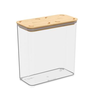 Imagem de Pote Hermético Cristal com Tampa em Bambu 2,7L, linha Modo Coza
