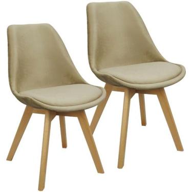 Imagem de Kit 2 Cadeiras Charles Eames Leda Veludo Luisa Saarinen Estofada Base 