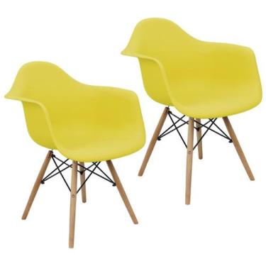 Imagem de Kit 2 Cadeiras Charles Eames Eiffel Design Wood Com Braços - Lianto De
