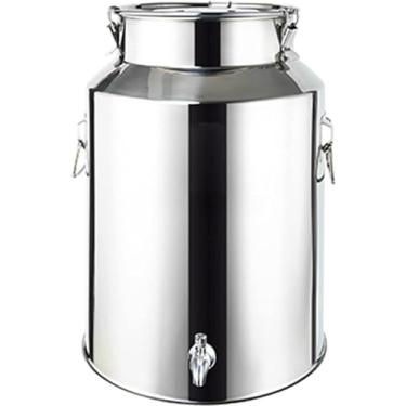 Imagem de ZDJZMGZ Lata de leite hermética de aço inoxidável grande balde de transporte de leite barril de balde de vinho com tampa selada de silicone embutido independente - silicone||5L