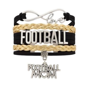 Imagem de Pulseira feminina com pingente de futebol americano para mães de futebol americano, 8 inches, Zinco