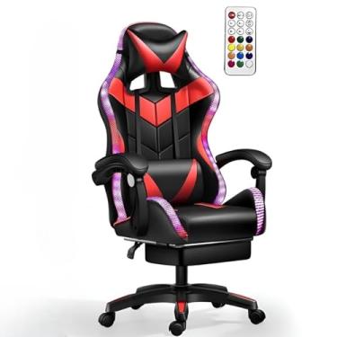 Imagem de Cadeira Gamer Multicores com LED RGB e Encosto Reclinável para Escritório