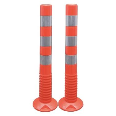 Imagem de Poste de segurança de trânsito Delineador flexível, poste de barreira de entrada de garagem comercial com faixa refletiva, cones de cuidado, hospitais/escolas/controle de multidão residencial/vermelho