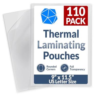 Imagem de Reli. Bolsas de laminação térmica (pacote com 110, tamanho carta) | Folhas de laminação 8,5 x 11 | 5 mil comparáveis, bolsas espessas de laminação | Papel plástico transparente para máquina laminadora
