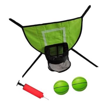 Imagem de Deevoka Mini trampolim, cesta de basquete, suporte de basquete, aro destacável para mergulho seguro, acessório de trampolim para todas as idades, Verde