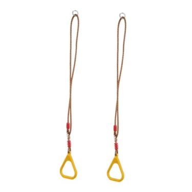 Imagem de simhoa Argolas de ginástica para crianças, treino de fitness com corda ajustável, acessórios para academia de ginástica em casa para playground de quintal, Amarelo