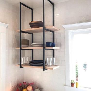 Imagem de Prateleira Com 3 Divisões Estilo Industrial Pinus Reta Ferro - Persona