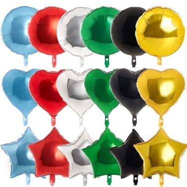 Imagem de PartyWoo Metallic Foil Balloons, 30 pcs 18 Inch Star Mylar Balloons, Heart Mylar Balloons, Mylar Round Balloons, Metallic Mylar Balloon for Starry Night Party, Twinkle Twinkle Little Star Shower