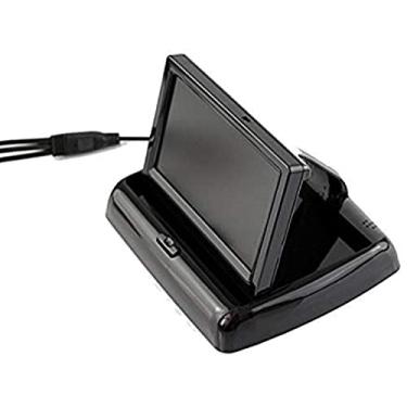 Imagem de EKYLIN Monitor De Visão Traseira Universal Dobrável 4,3" Para Carro Com 2 Canais Rca, Entrada 12-24 V, Tela Ré Automática Caminhão, Carro, Dvd E Reprodutor Mídia - Suporte Painel Adesivo 3M