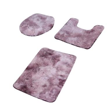 Imagem de aqxreight 3pcs Bath Rug Conjunto de Banheiro Macio Sem Deslizamento Tampa da Tampa do Banheiro Tapete de Tapete Decoronomello (Roxo #11)