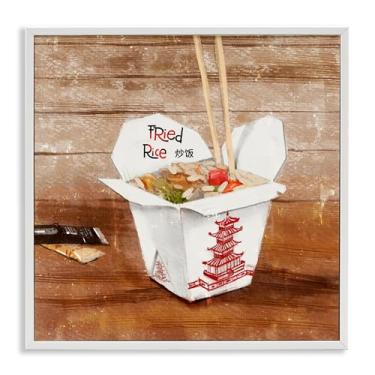 Imagem de Stupell Industries Caixa de Arroz Frito para levar Design de Arte Giclée Emoldurado Branco por Juliet Rose Philips, 17 x 17