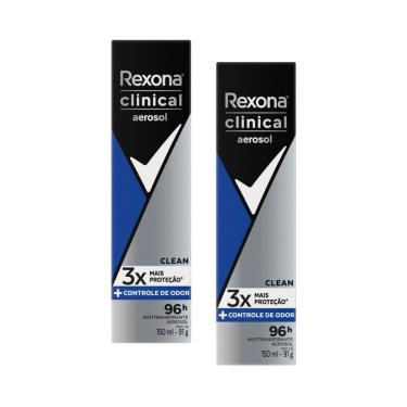 Imagem de Kit 2 Desodorante Rexona Men Clinical Clean Aerosol Antitranspirante 96h 150ml