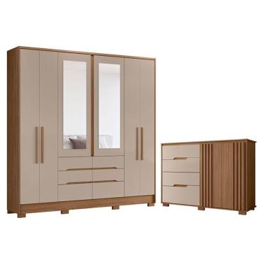 Imagem de Guarda Roupa Casal San Francisco E Cômoda Texas Carvalho Fendi - Moval