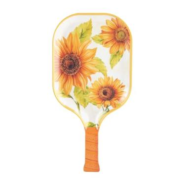 Imagem de UP ware Bandeja de lanche de melamina de girassol, travessa floral em forma de pickleball de verão para aperitivos, frutas, frutos do mar e sobremesas, 38 x 20 cm