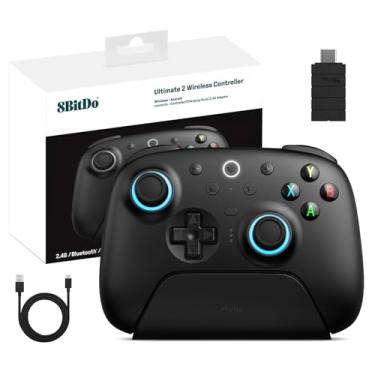 Imagem de 8Bitdo Ultimate 2 Controlador Inalámbrico para PC Android, Joystick TMR, Gatillos Táctiles/Efecto Hall Conmutables, Anillo Fuego RGB, Controlador Juegos Inalámbrico 8Speed con Base Carga, Negro