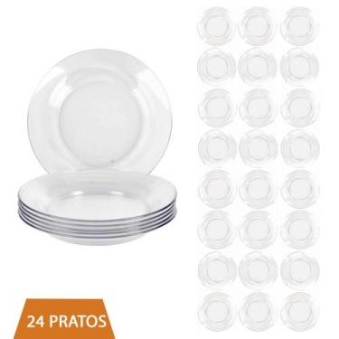 Imagem de Conjunto 24 Pratos Vidro Fundo Astral 22cm Refeição Nadir - NADIR FIGU