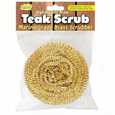 Imagem de Esfregão de teca de latão de grau marítimo não é barato em aço inoxidável | Deck suave que não arranha | À prova de ferrugem | Restaurador de madeira de iate premium - Repintura de móveis de madeira e