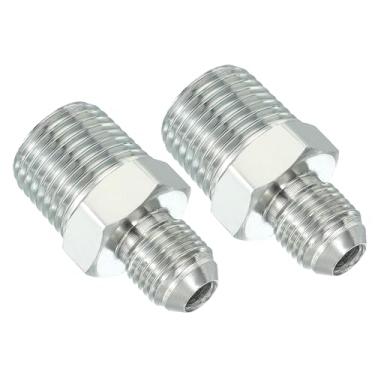 Imagem de PATIKIL Conector adaptador de tubo 9/40.6 cm macho 37 ° Flare JIC x 1/5.1 cm macho R encaixe de tubulação 2 peças conector hidráulico de encaixe de restrição de alimentação de óleo para sistema de