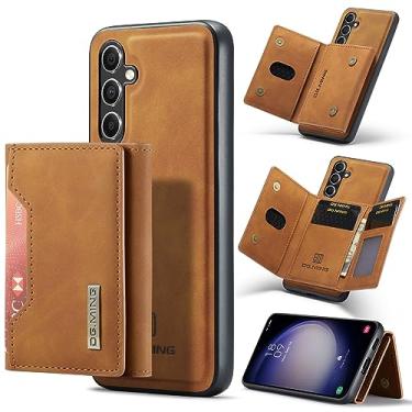 Imagem de DG.MING Capa carteira de couro magnética destacável 2 em 1 para Samsung Galaxy A55 5G, 8 compartimentos para cartão, recurso de suporte, TPU à prova de choque e capa de telefone de couro premium