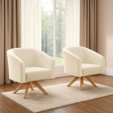 Imagem de Poltrona Decorativa Giratória MA30 Kit 2 Stella Cotelê Int/Veludo Off 