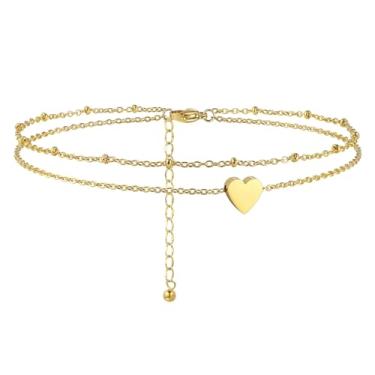 Imagem de INBLUE Tornozeleiras de aço inoxidável para mulheres, ouro, prata, ouro rosa, contas, fígaro/cubano, corrente de elos no tornozelo, ajustável, joia à prova d'água para praia, 1.6 mm, Aço inoxidável