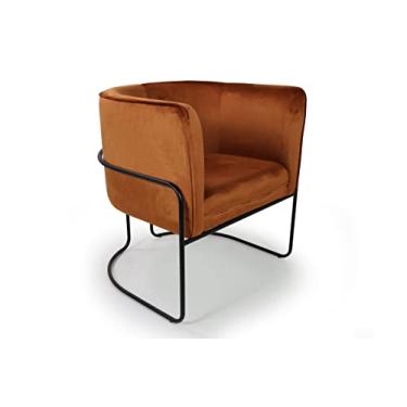 Imagem de Poltrona Betina veludo laranja pés metal preto