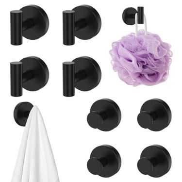 Imagem de 8 ganchos de ventosa, ganchos de chuveiro resistentes com base adesiva, ganchos de parede para banheiro sem broca, ganchos de parede para toalhas, aço inoxidável à prova de ferrugem para azulejo