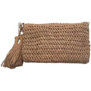 Imagem de Bolsa Artesanal Lateral Transversal Casual Praia Festa 24 x 17 cm Cor Marrom