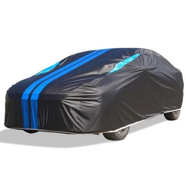 Imagem de WMCHEYI Capas de carro para automóveis, capa de carro de 6 camadas à prova d'água para todos os climas, capa de carro ao ar livre sol UV chuva neve proteção contra vento, cobertura externa completa