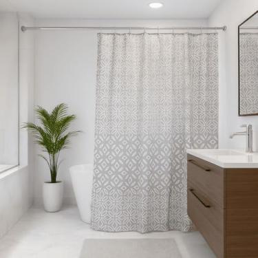 Imagem de Box Banheiro, Cortina Banheiro Box Poliéster Impermeável Antimofo 1,98x1,80 Com Ganchos(Degrade Cinza)