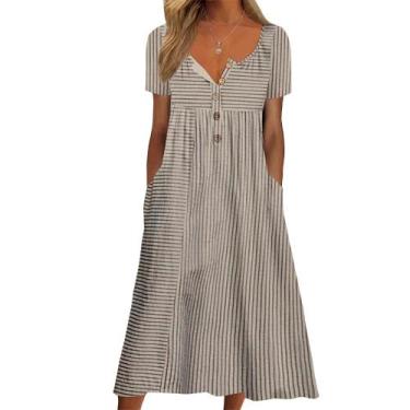 Imagem de Vestido maxi Guteidee feminino boho floral de verão com bolsos