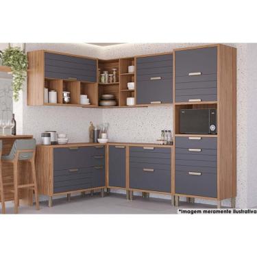 Imagem de Cozinha Completa Eloise 7 Peças (3Aéreos+3Balcões+1Paneleiro) CZ029 Cinamomo/Titanium - MGM