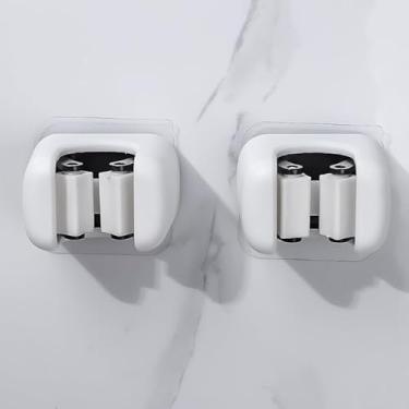 Imagem de Clipe de parede para esfregão sem perfuração, estrutura de fixação, antiderrapante, suporte de vassoura, suporte de parede, suporte de esfregão para banheiro, gancho à prova d'água, ferramenta de