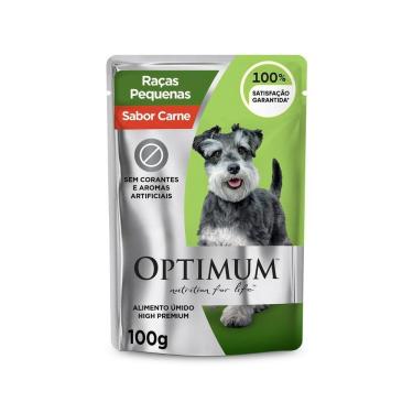 Imagem de Ração Úmida Optimum Sachê para Cães Adultos Raças Pequenas e Minis Sabor Carne 100g