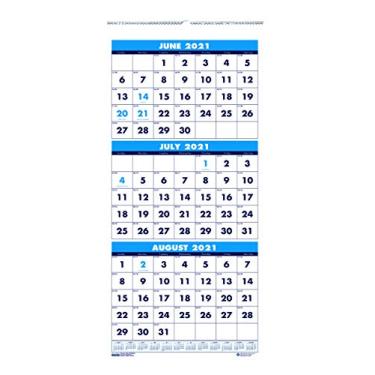 Imagem de House of Doolittle Calendário de parede vertical acadêmico de três meses 2021 - 2022, 20 x 43 cm, junho - julho (HOD3645-22)