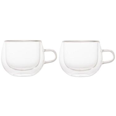 Imagem de Conjunto De Xícaras Para Chá E Cappuccino 240ml Vidro Duplo 2 Peças Lyor