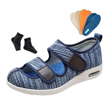 Imagem de Calçado Masculino Ortopédico Ajustável De Malha Oca Respirável Para Edema Diabético, Calçado Confortável E Extra Largo Cirurgia Recuperação De Edemas E Artrite, Para Idosos, Inchados(Light Blue,44 EU)